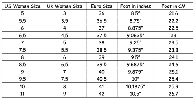 Michi Size Chart