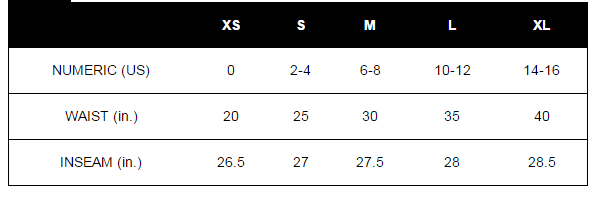 Foxy Leotards Size Chart