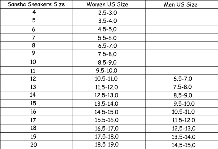 Sansha Dance Shoes Size Chart