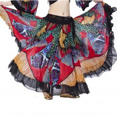 Fashion colorful butterfly print belly dance skirt