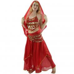 Red Pepper 5-Piece Belly Dance Costume [BELST016] - Danzcue