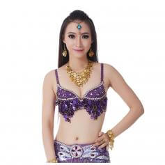 Fashion Grape Sequinned Belly Dance Bra