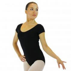 Danzcue Adult Nylon Short Sleeve Ballet Cut Leotard - Click Image to Close