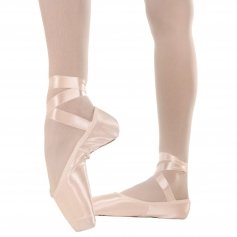 Danzcue Womens Flexible Soft Shank Pointe Shoes With Ribbon