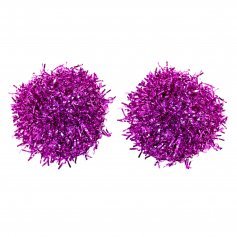 Danzcue 2 of Hot Pink Metallic Cheerleading Pom w/ Dowel Handle