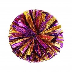 Danzcue 2PCS 6 Inch Metallic Cheerleading Pom Poms with Baton Handle