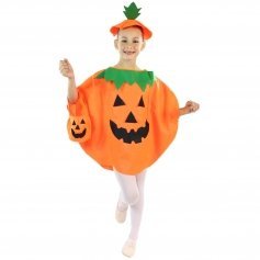 Danzcue Child Halloween Pumpkin Costume Suit with Hat and Pumpkin Bag