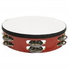 Danzcue 8" Silver/Red Double Rows Jingles Tambourine [DQTM002]