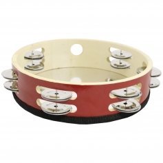 Danzcue 8\" Silver/Red Double Rows Jingles Tambourine