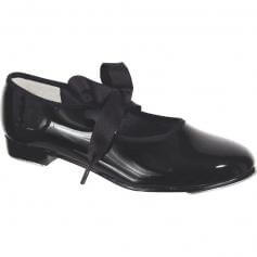 Dance Class® Child Black Patent Ribbon Tie Tap Shoe