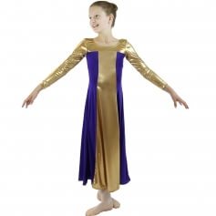 Danzcue Child Metallic Color Block Long Sleeve Praise Dress [WSD101C]