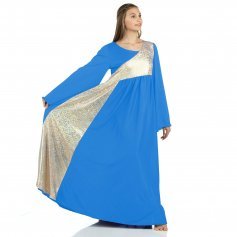 Danzcue Praise Dance Shimmery Asymmetrical Bell Sleeve Dress