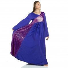 Danzcue Praise Dance Shimmery Asymmetrical Bell Sleeve Dress