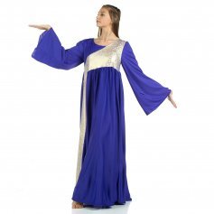 Danzcue Praise Dance Shimmery Asymmetrical Bell Sleeve Dress