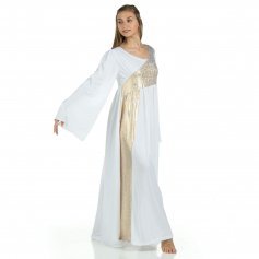 Danzcue Praise Dance Shimmery Asymmetrical Bell Sleeve Dress