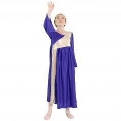 Danzcue Shimmery Asymmetrical Bell Sleeve Child Praise Dance Dress