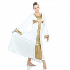 Danzcue Praise Dance Shimmery Cross Long Sleeve Dress [WSD117]