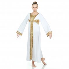 Danzcue Praise Dance Shimmery Cross Long Sleeve Dress
