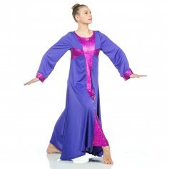 Danzcue Praise Dance Shimmery Cross Long Sleeve Dress