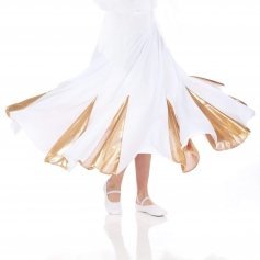 Danzcue Child White Gold Circle Dance Skirt