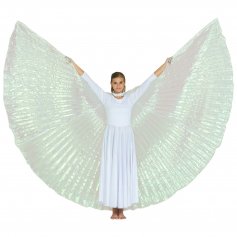 2-pc Set Danzcue Praise Full Length Long Sleeve Dance Dress Iridescent Angel Wing [WSSET001]