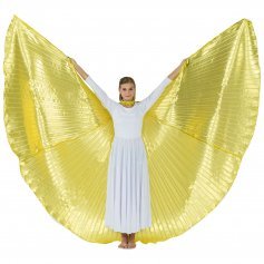 2-pc Set Danzcue Praise Full Length Long Sleeve Dance Dress Gold Angel Wing [WSSET002]