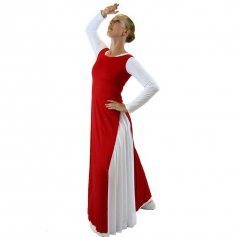 2-pc Set Danzcue Praise Full Length Long Sleeve Dance Dress Tunic with Side Slits [WSSET003]