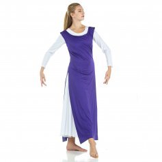 2-pc Set Danzcue Praise Full Length Long Sleeve Dance Dress Tunic with Side Slits