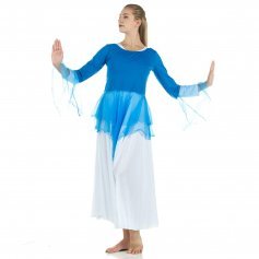 2-pc Set Danzcue Praise Full Length Long Sleeve Dance Dress with Chiffon Skirted Tunic [WSSET005]