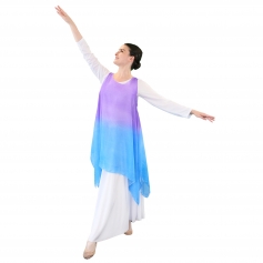 Danzcue Womens Watercolor Chiffon Tunic Praise Tunic
